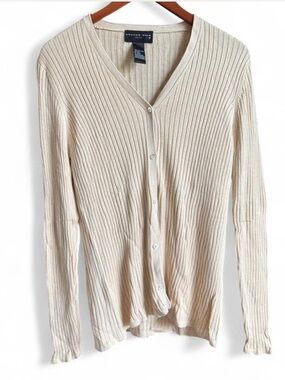 August Silk 100% Silk Knit Button Cardigan Sweater Women's M Minimalist Classic